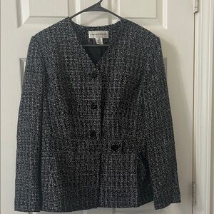 Jones New York Women's Black and White Tweed Blazer